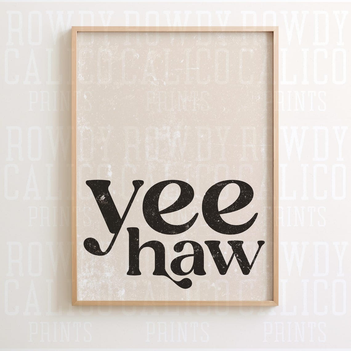 Yee Haw Distressed Black Typography Vintage Western Quote Poster