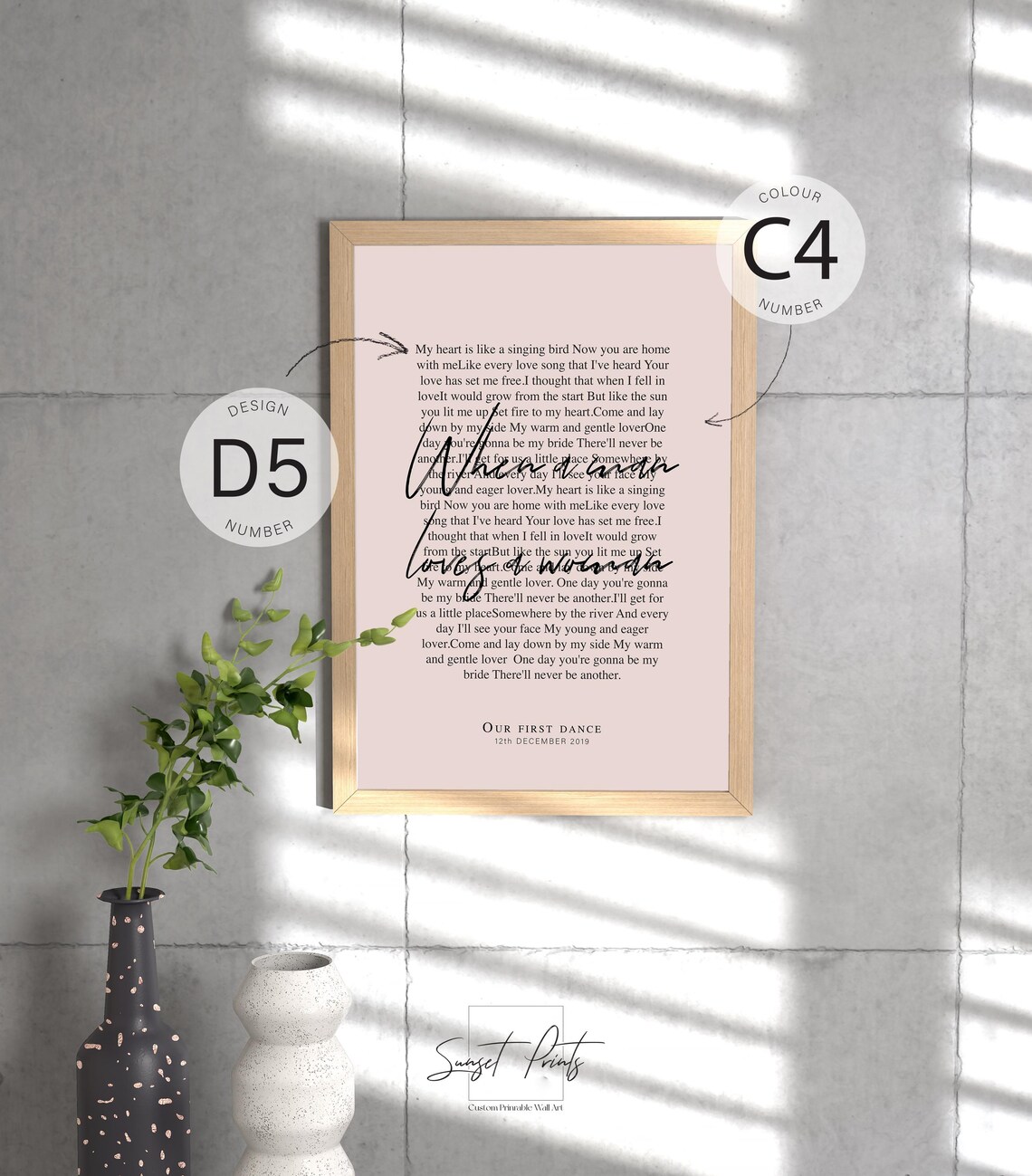 Custom First Dance Wedding Poem Art Personalized Song Lyrics Anniversary Poster - Image 4