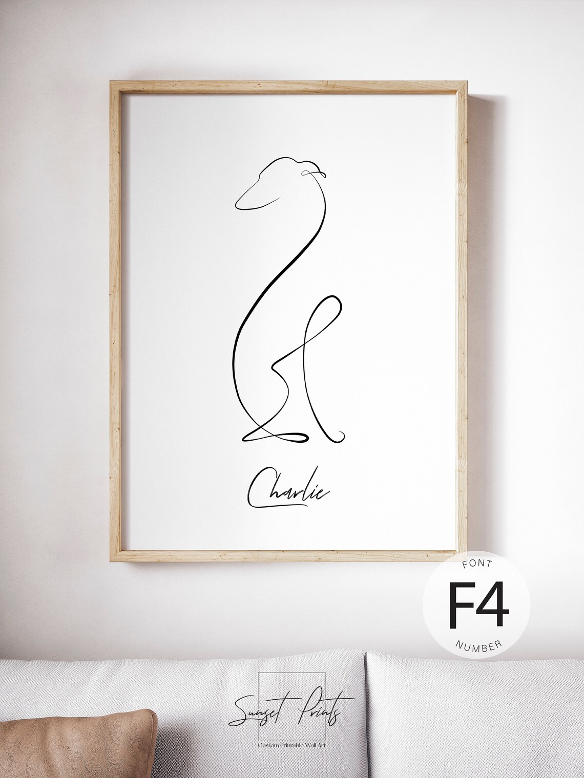 Greyhound Customizable Line Art Poster, Dog Lover - Image 2