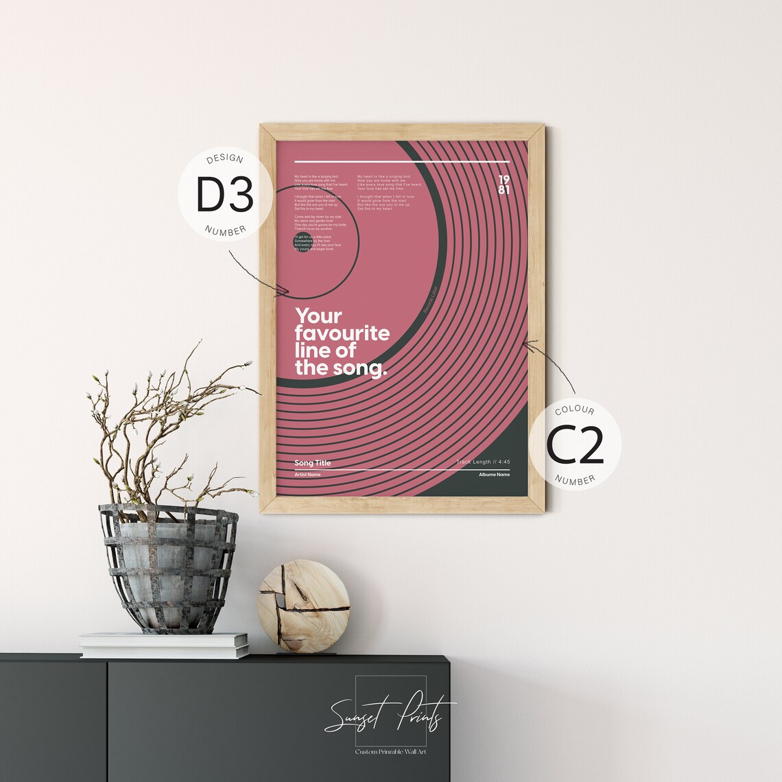 Vinyl Record Song Lyrics Art Print, Personalized Music Gift - Image 4