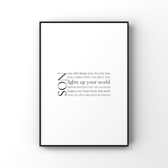 Son Definition Typography Gift Greatest Blessing Meaning Wall Art