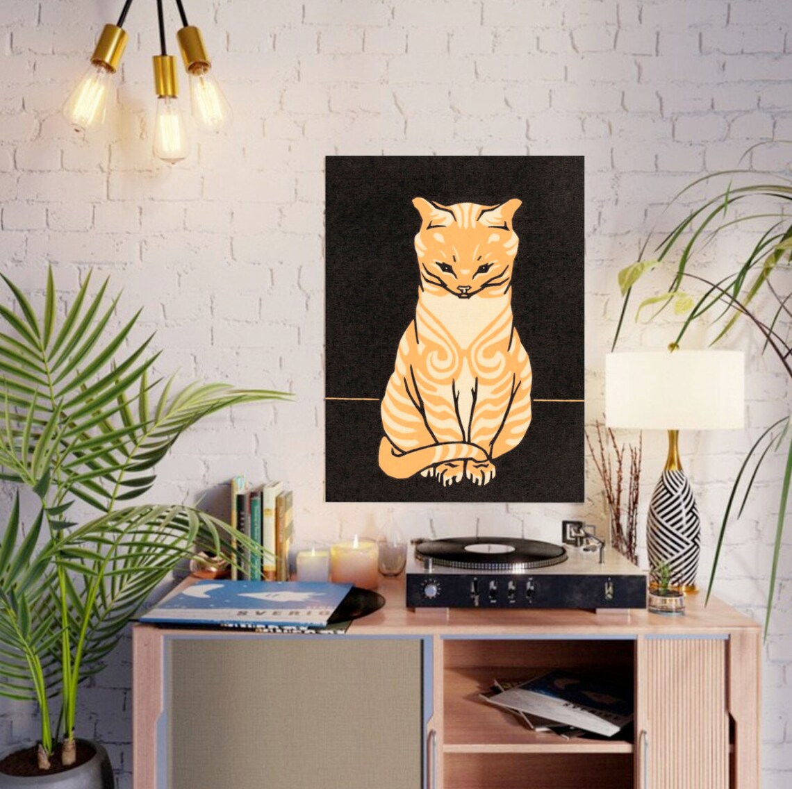 Yellow Tabby Cat Vintage Portrait Poster Print - Image 5