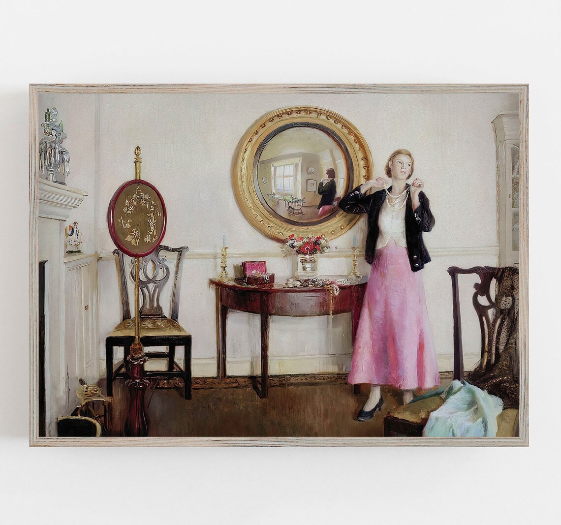 Vintage Woman Portrait, Soft Pastel Wall Art Print