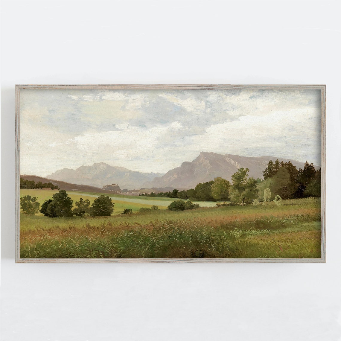 Alpine Mountain Valley Meadow Vintage Landscape Painting Poster