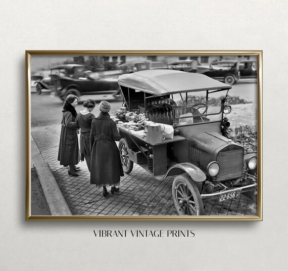 Food Truck Art Black And White Art Vintage Wall Art Old Photo Food Wall Art Funny Art Antique Car Wall Art
