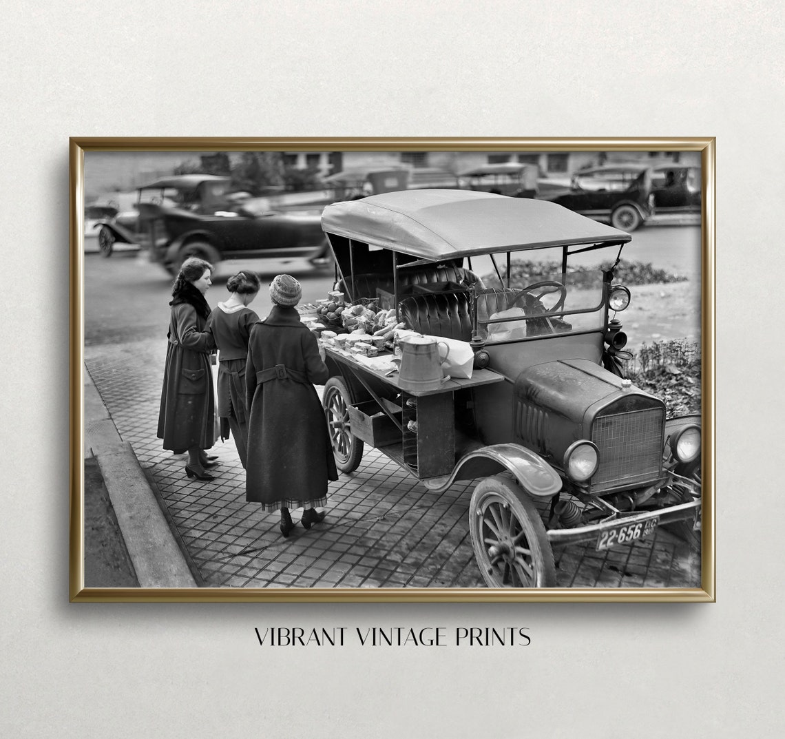 Food Truck Art Black And White Art Vintage Wall Art Old Photo Food Wall Art Funny Art Antique Car Wall Art