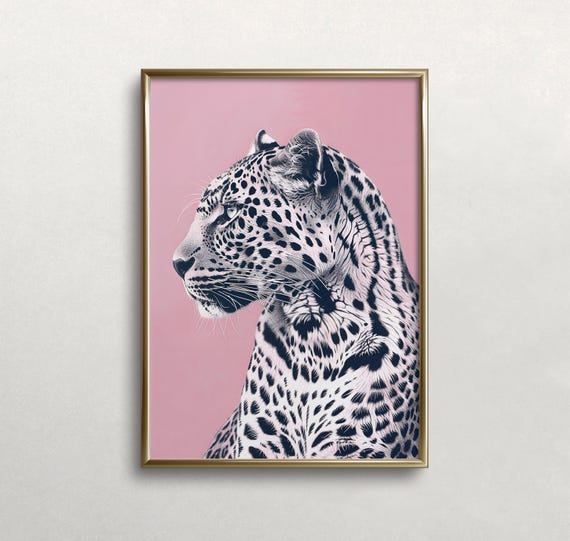 Leopard Wall Art Pink Wall Art Cheetah Wall Art Pink Leopard Art Safari Animal Art Pink Cheetah Wall Art