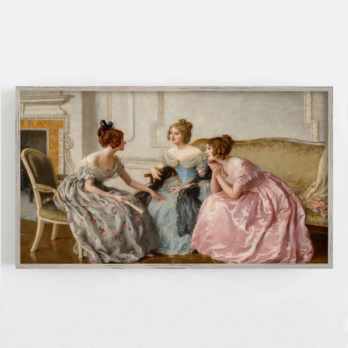Victorian Women Gossiping Girls, Regency Dress Art Print