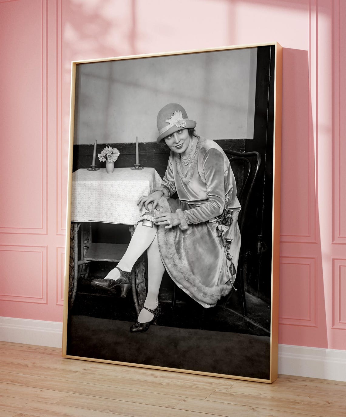Prohibition Flapper Flask in Garter 1920s Vintage Photo Poster - Image 2