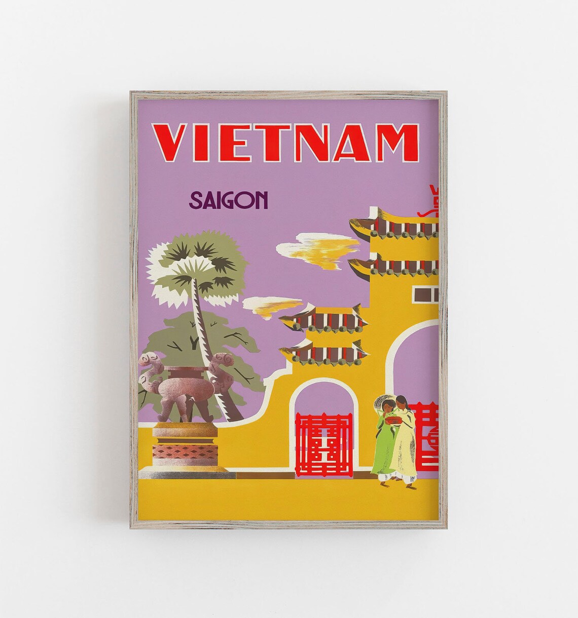 Vietnam Vintage Travel Poster, Retro Asian Decor