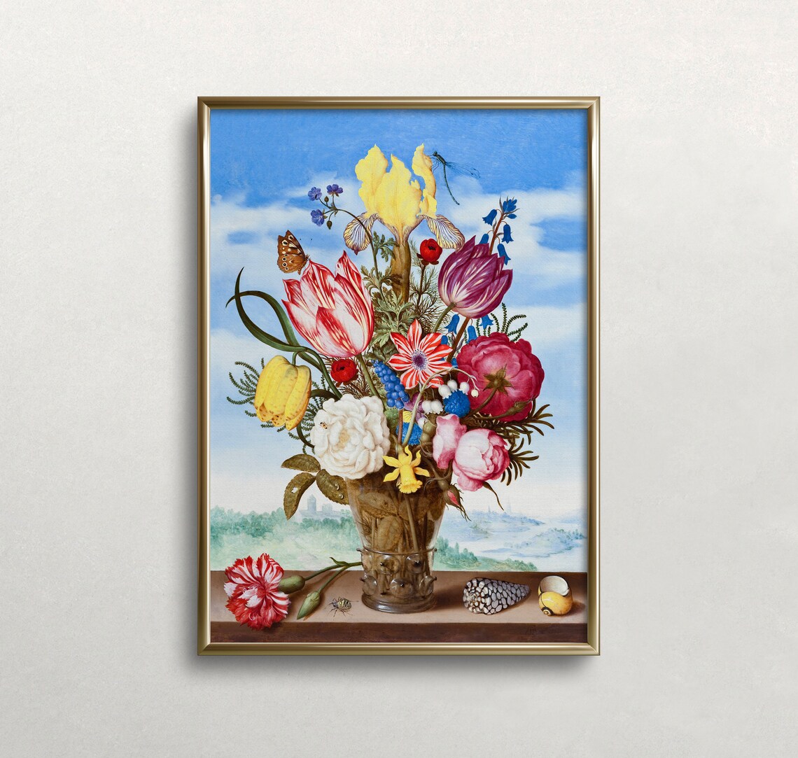 Vintage Floral Bouquet Art Print, Eclectic Maximalist