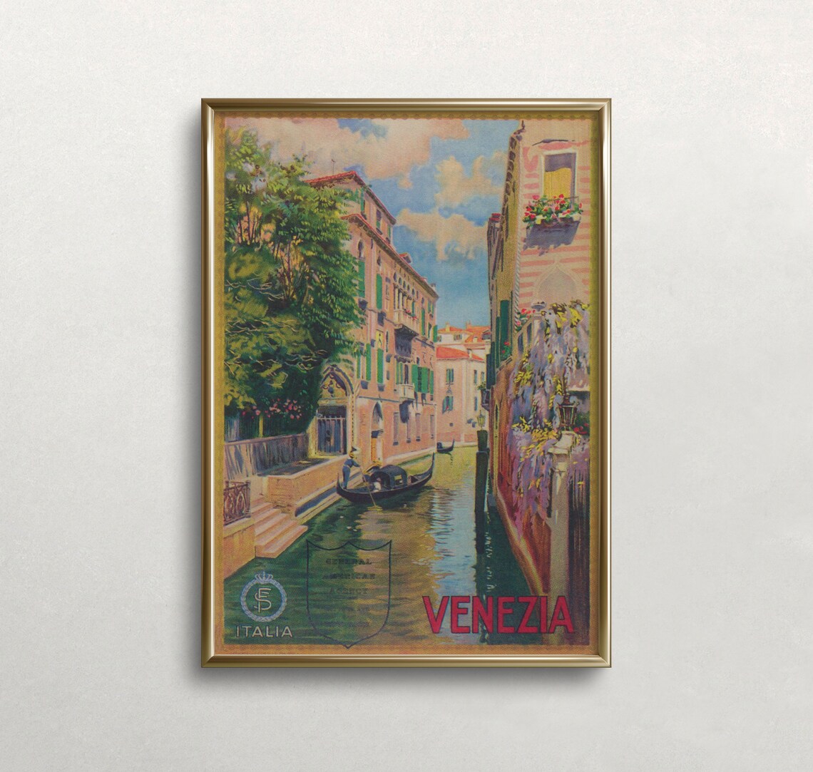 Venice Vintage Travel Poster, Italy Wall Art Print