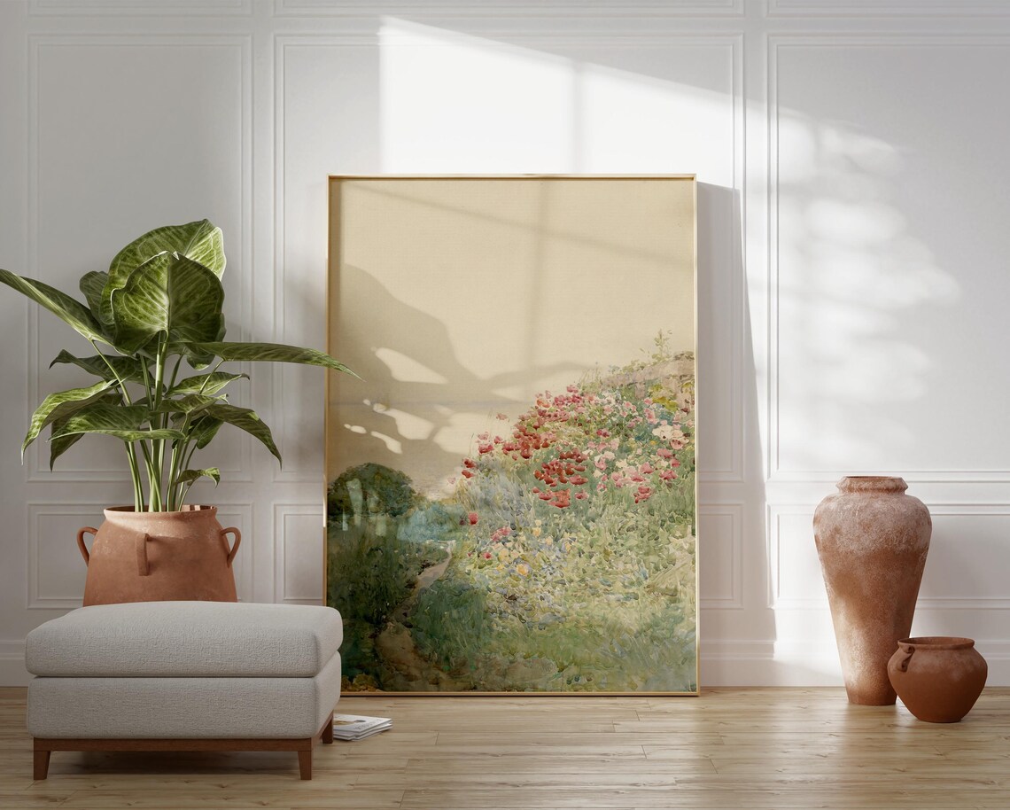 Field of Poppies Impressionist Watercolor Floral Landscape Poster - Image 2