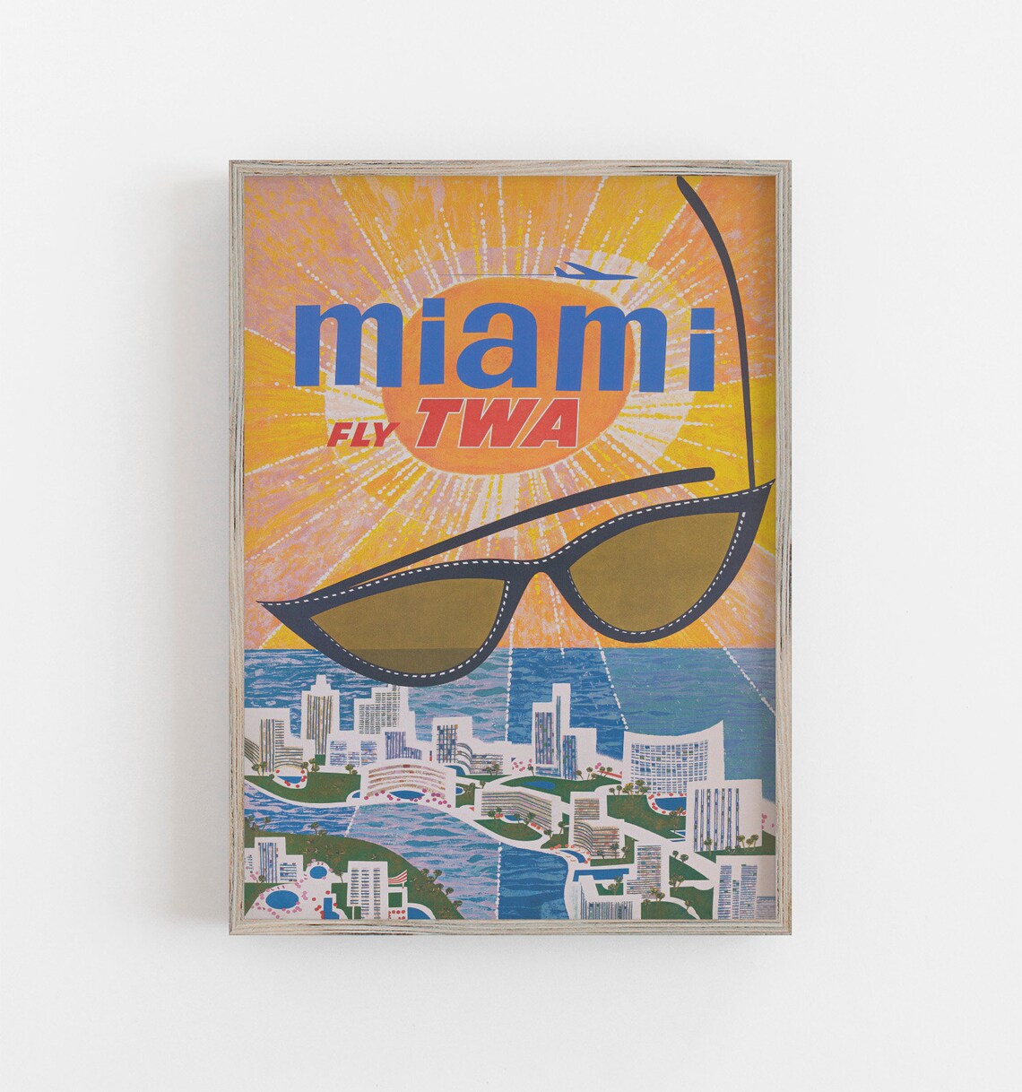 Miami Vintage Travel Poster, Mid-Century Modern