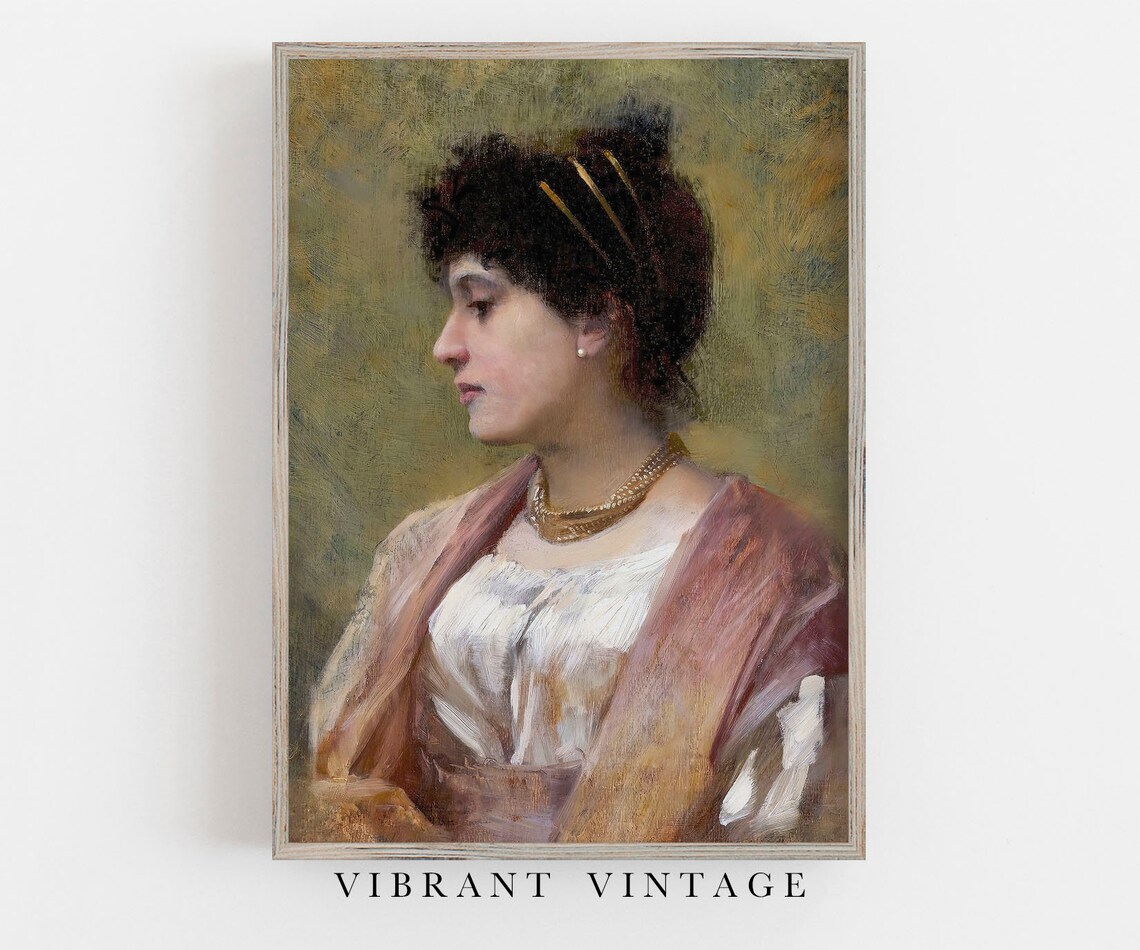 Vintage Victorian Woman Portrait, Moody Wall Art Print