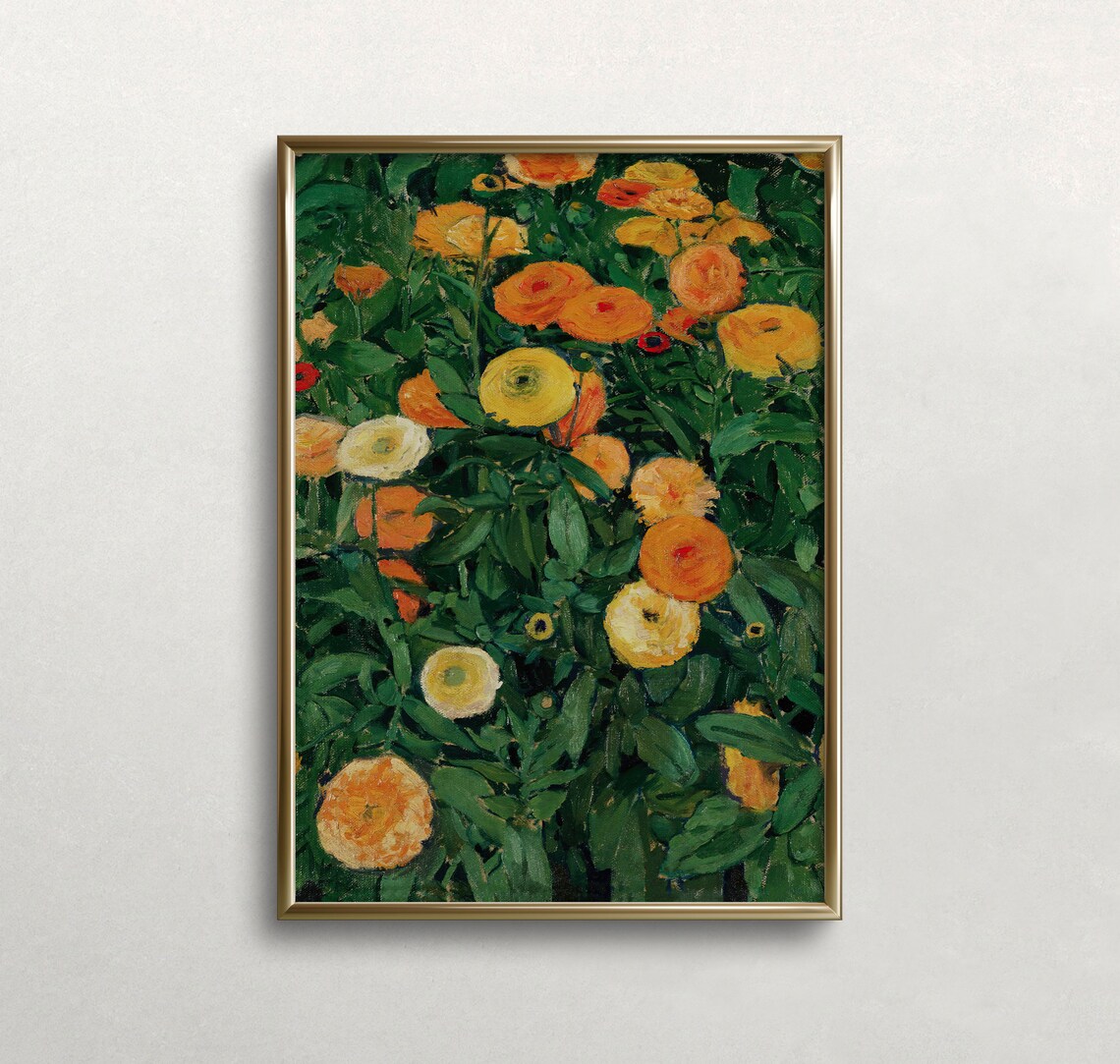 Marigolds Vintage Wall Art, Antique Floral Poster