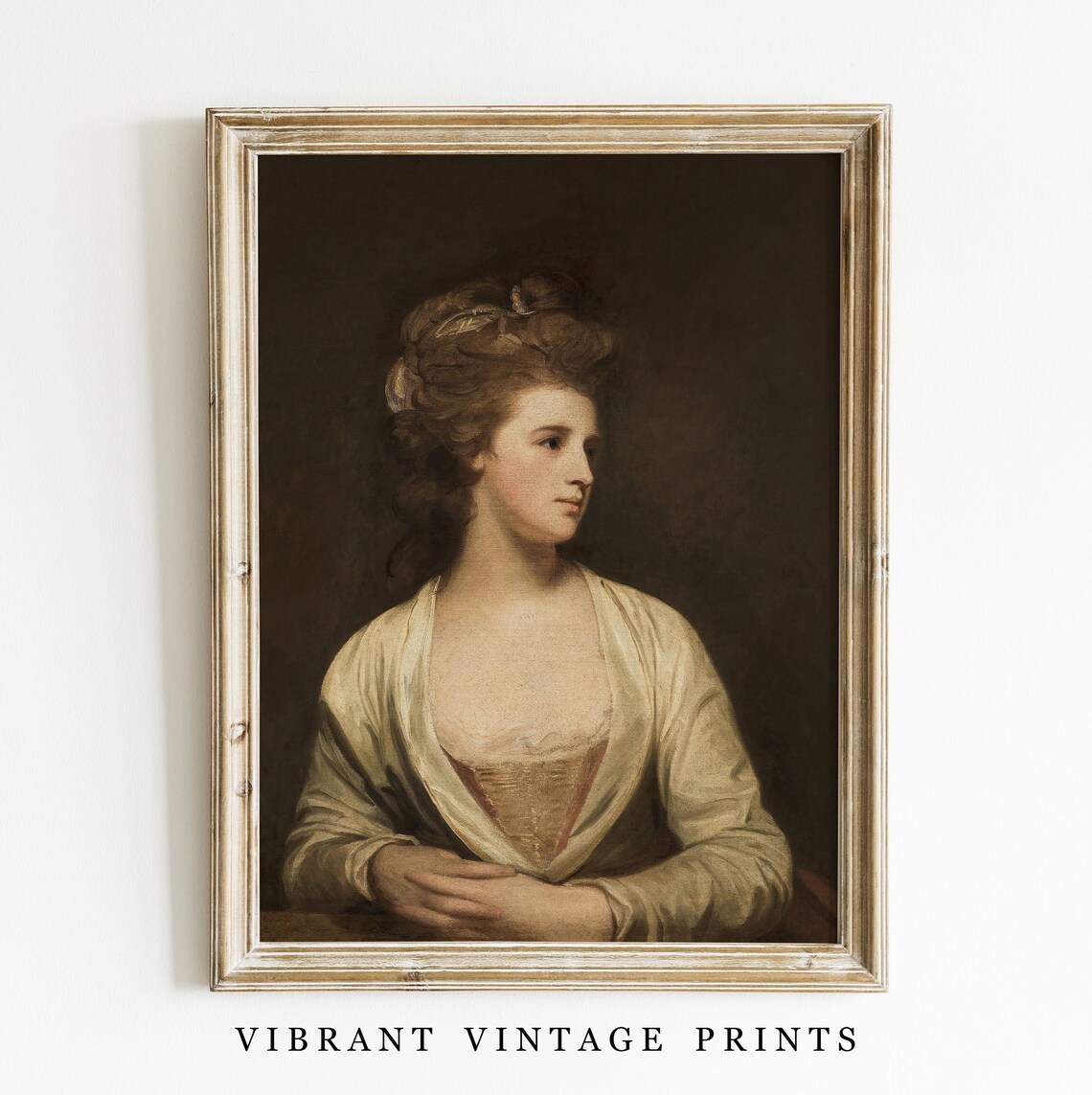 Vintage Woman Portrait Art Print, Muted Neutrals