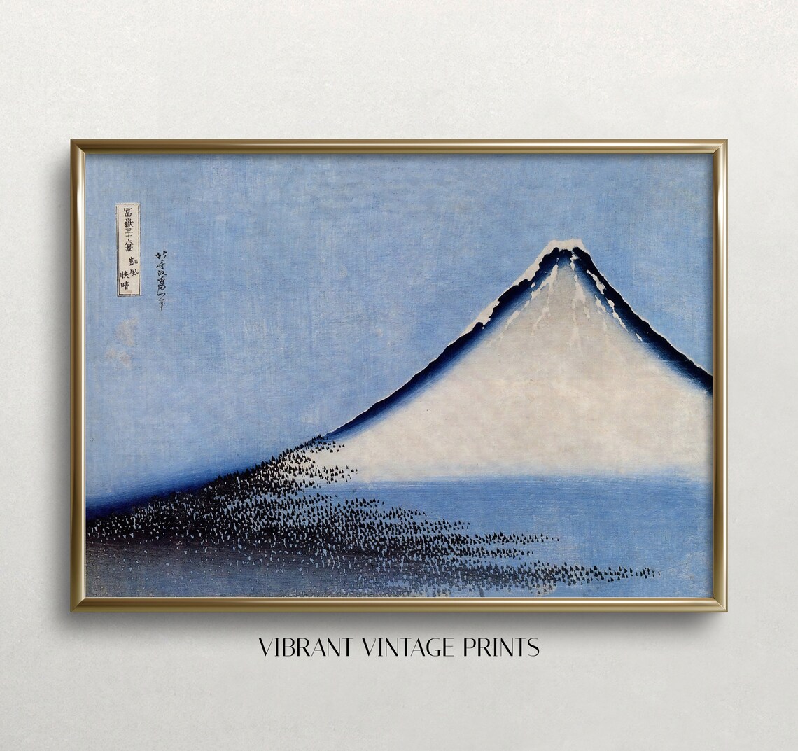 Hokusai Red Fuji Fine Wind Clear Morning Mount Fuji Woodblock Poster