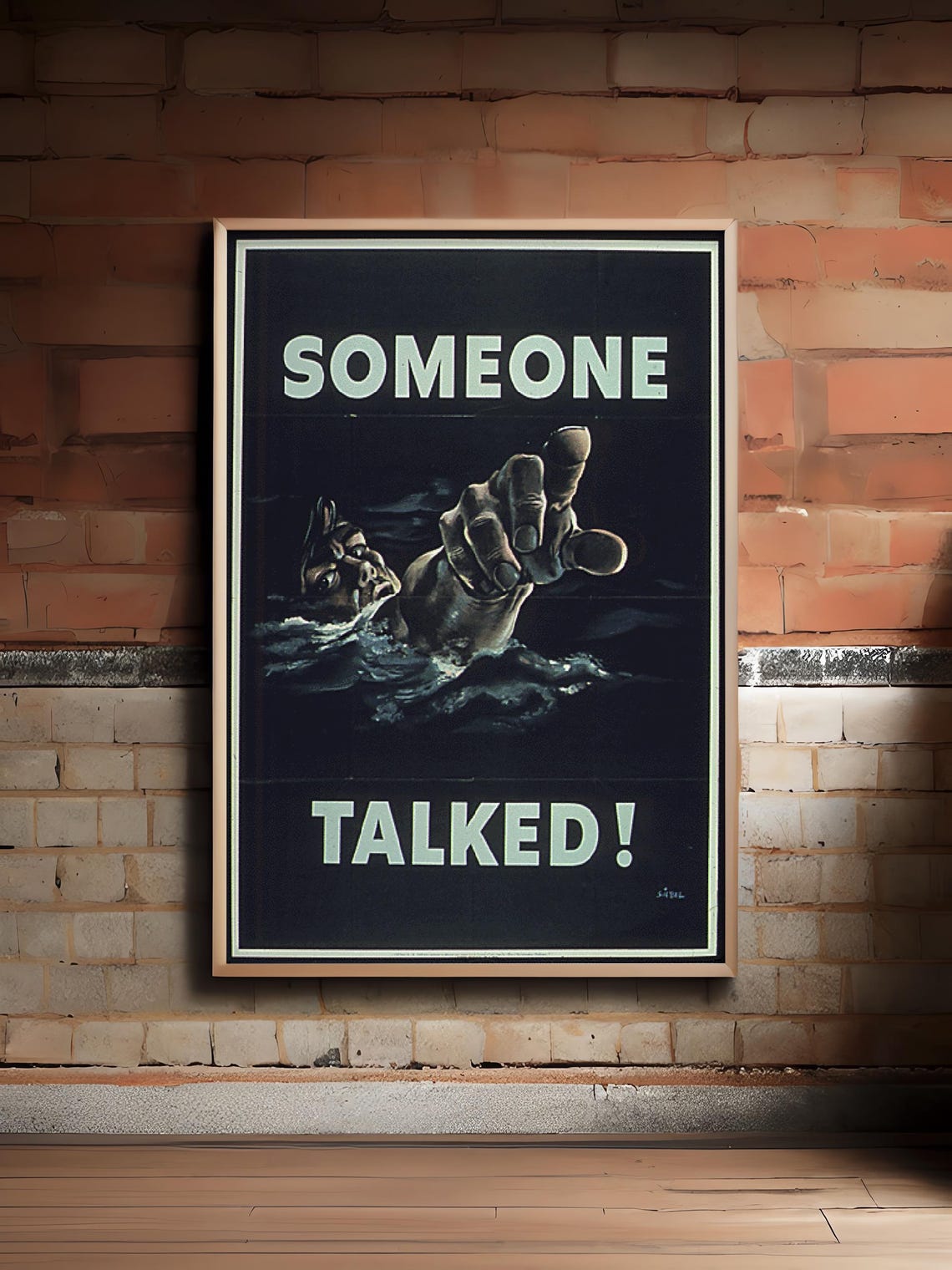 Someone Talked Exclamation WWII Security Propaganda Vintage Poster