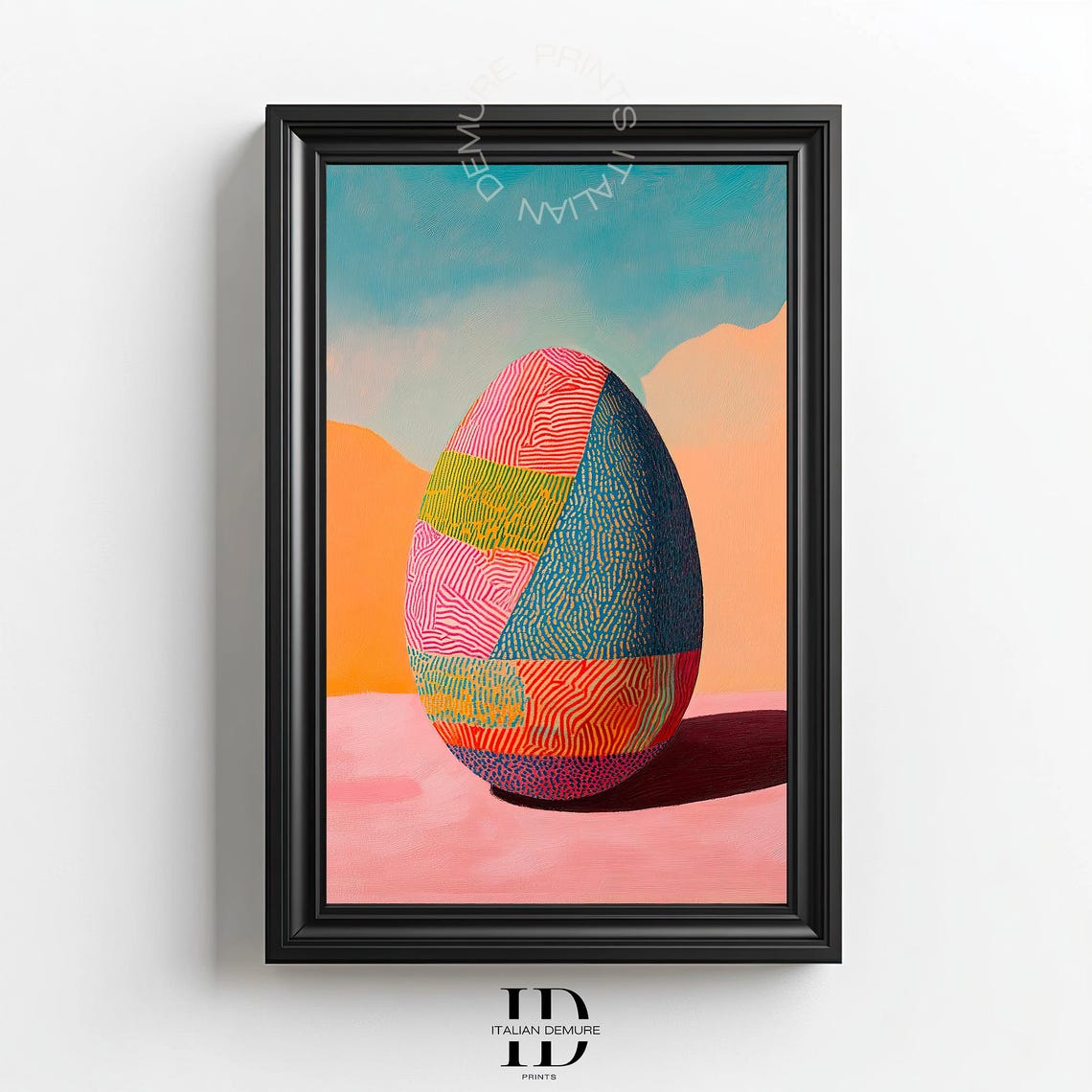 Striped Patchwork Egg Desert Modern Geometric Abstract Art Print