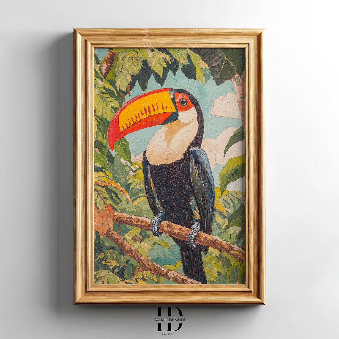 Tropical Toucan Perched On Jungle Branch Vintage Piece Poster