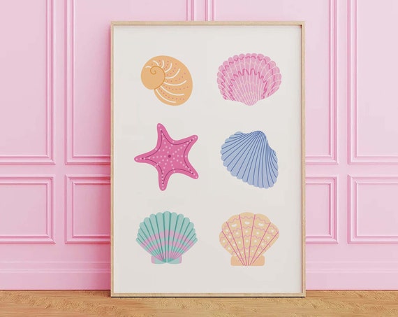 Seashells Art Print Art Cute Summer Art Print Girly Wall Art Trendy Beach House Decor Coastal Wall Art