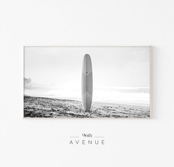 Frame Tv Art Surfboard Tv Art Black And White Beach Tv Art