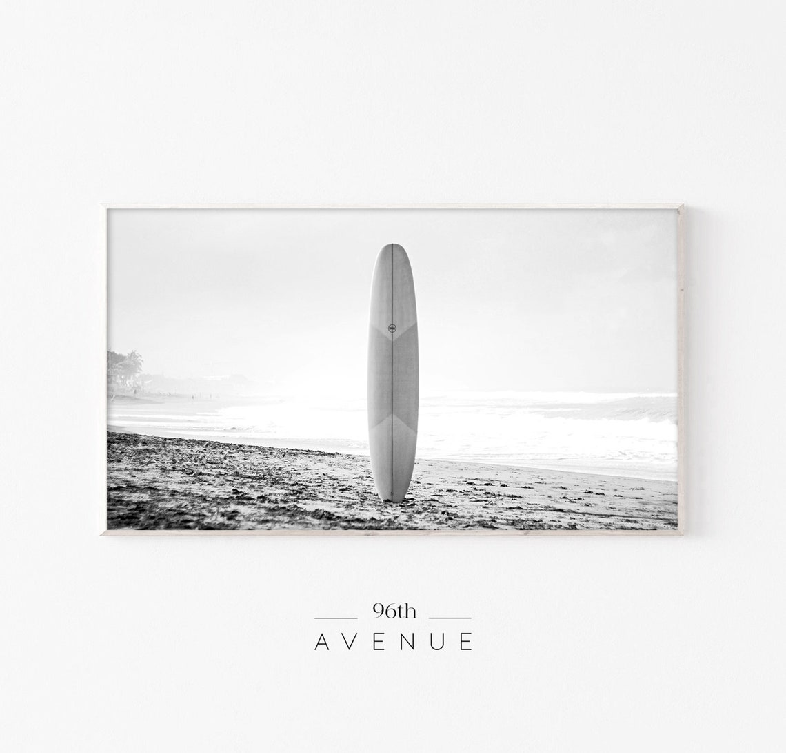 Frame Tv Art Surfboard Tv Art Black And White Beach Tv Art