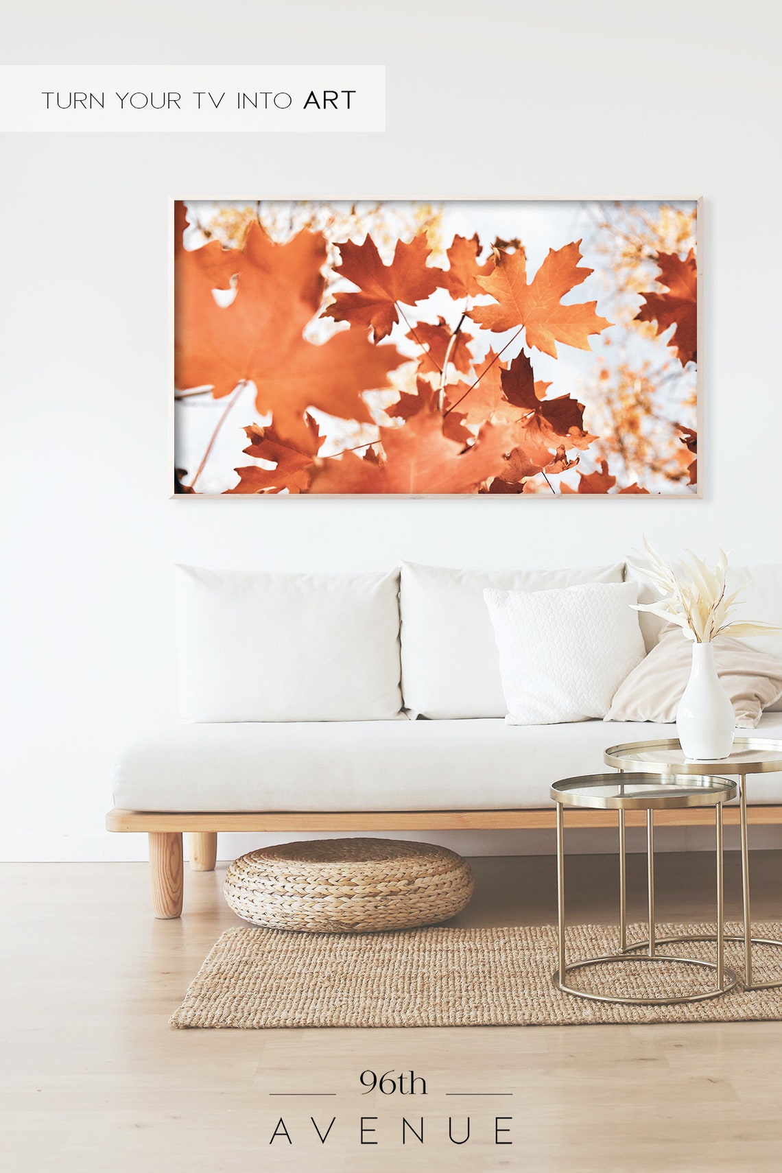 Sunlit Red Orange Maple Leaves Close Up Autumn Foliage Poster - Image 2