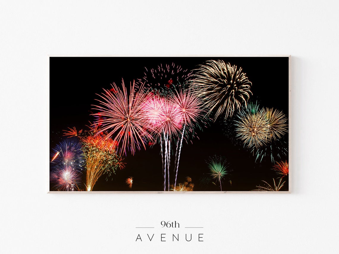 Colorful Fireworks Night Sky Celebration Photography Art Poster