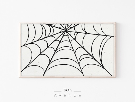 Black Spider Web Line Art Minimalist Spooky Halloween Poster