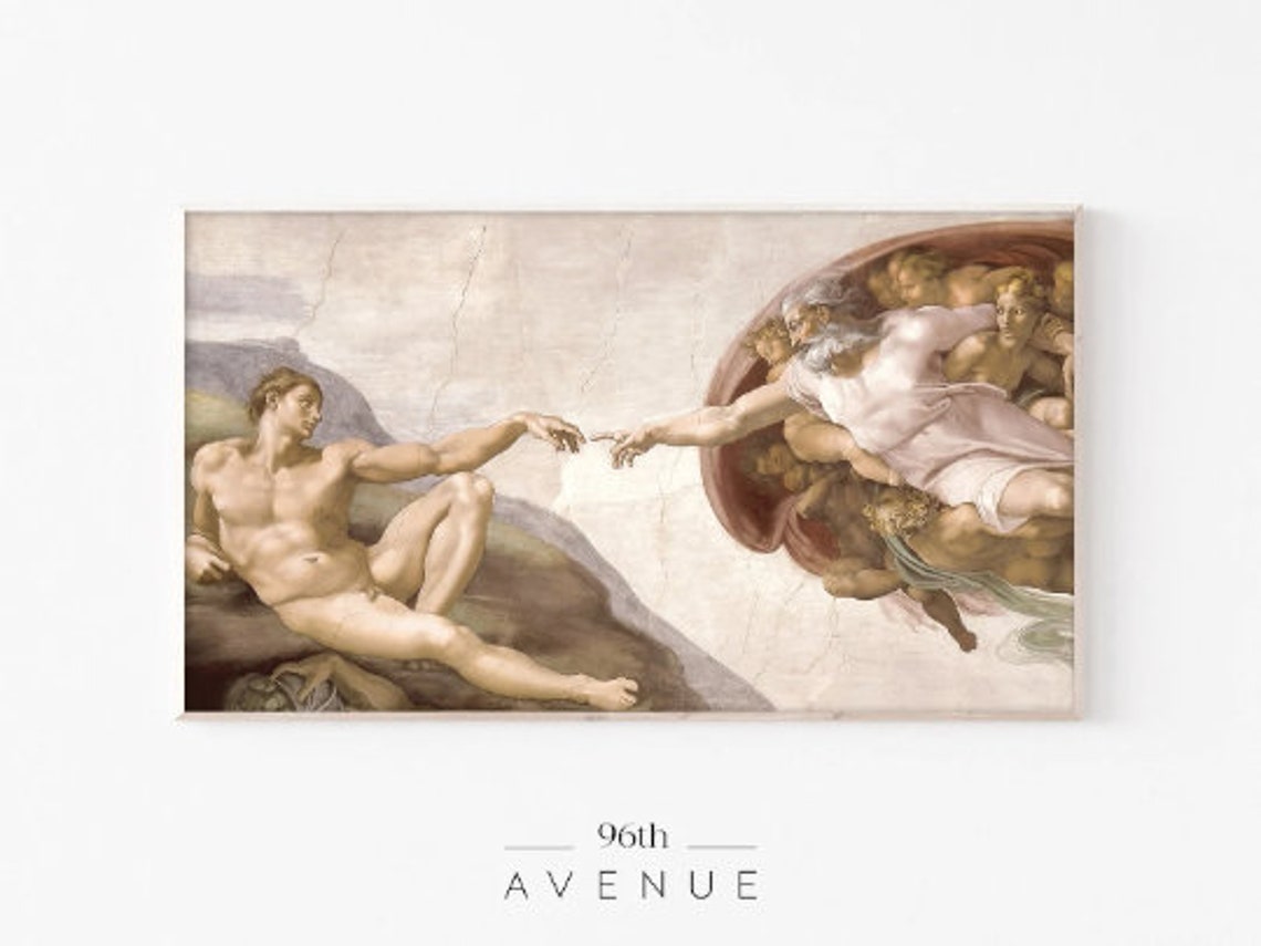 Michelangelo Creation of Adam Sistine Chapel Classic Fresco Poster