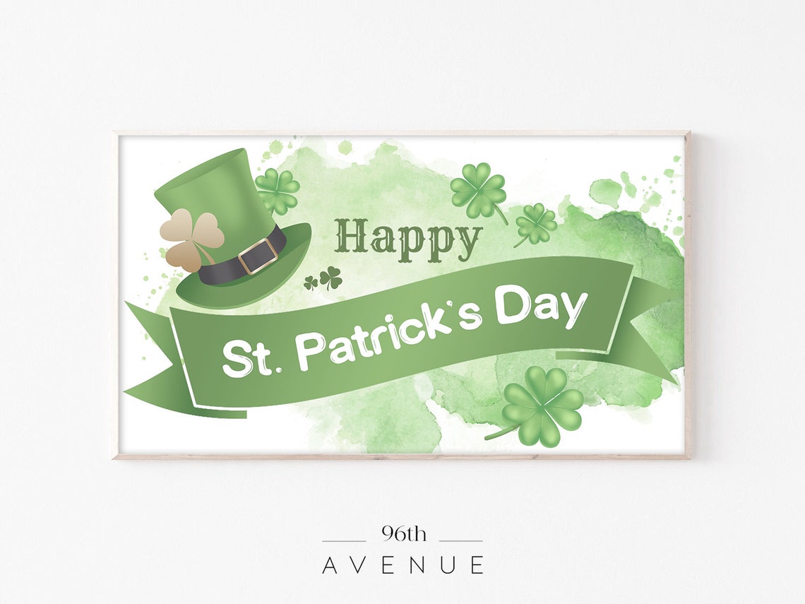 Happy St. Patrick's Day Ribbon Leprechaun Shamrock Art Poster