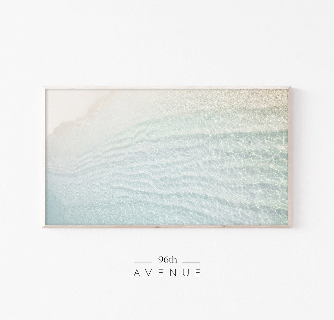 Turquoise Shallow Ocean Water Aerial White Sand Beach Photo Poster