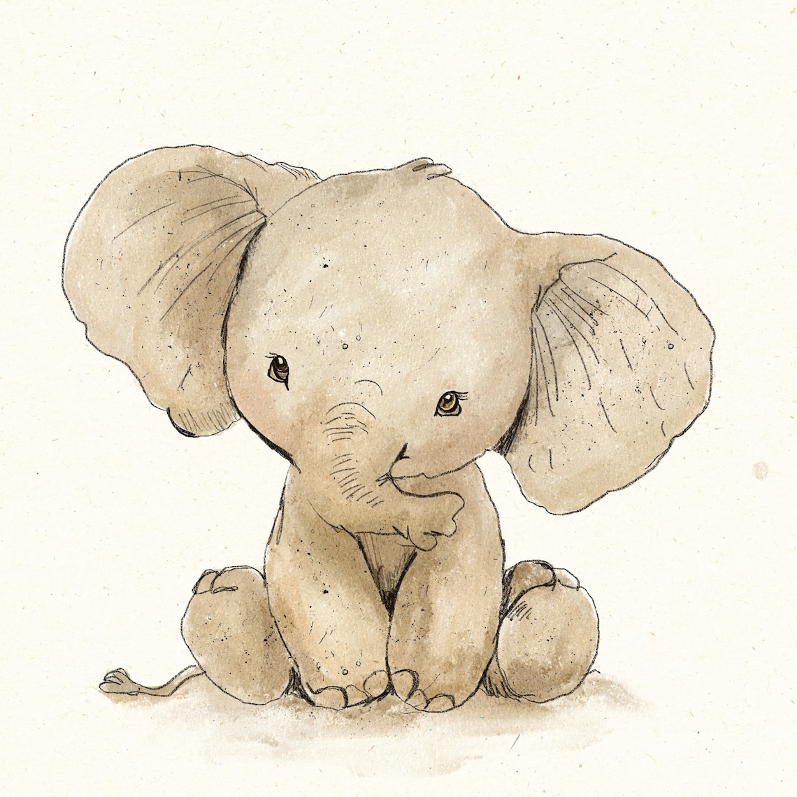 Vintage Elephant Nursery Sketch Art Print, Gender Neutral - Image 2