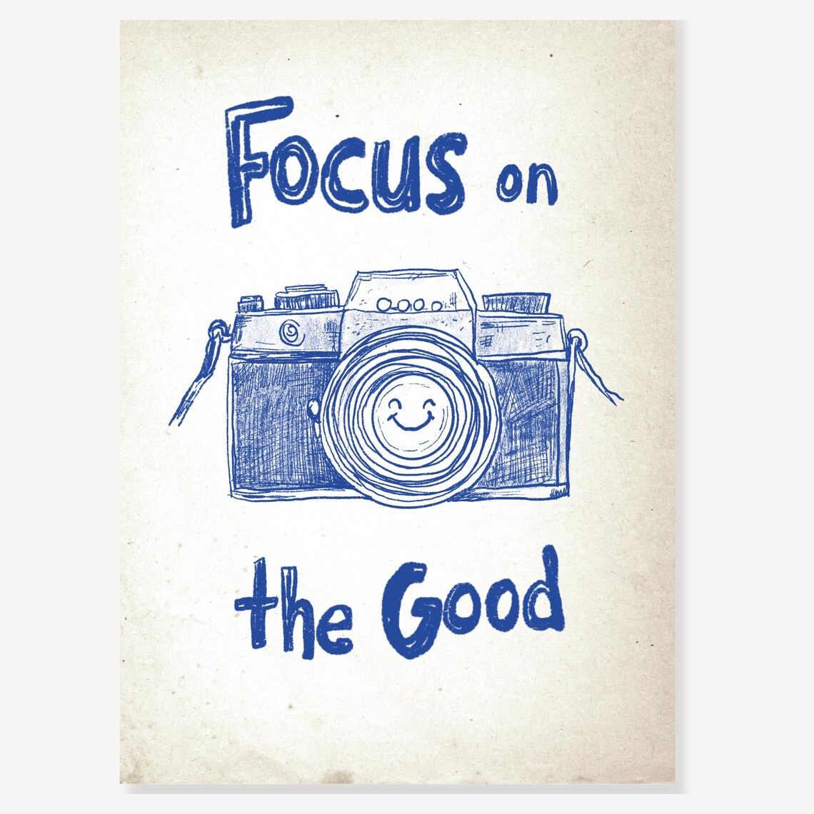 Focus On The Good Vintage Camera Sketch Motivational Quote Poster - Image 2