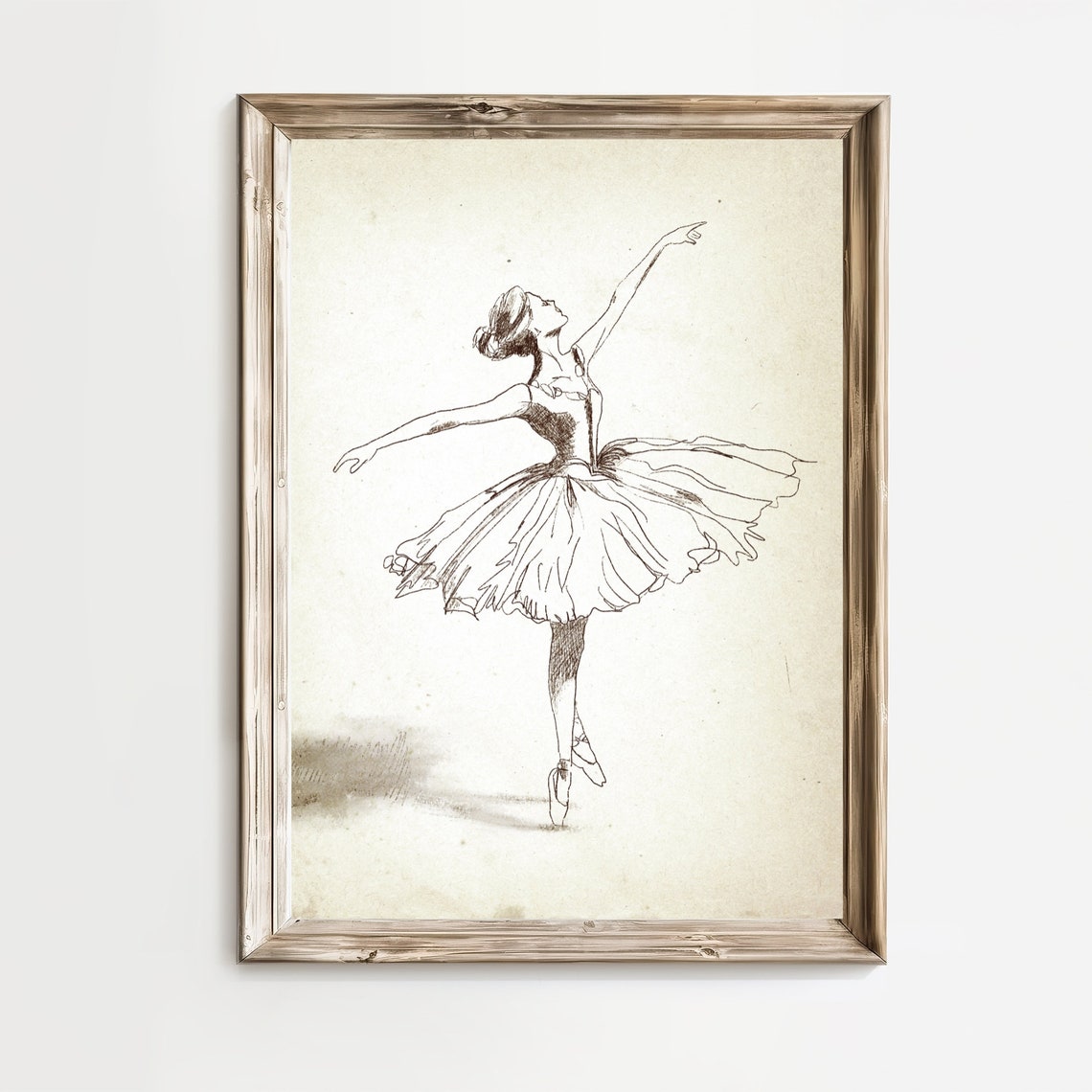 Vintage Ballerina Sketch Dancing Dancer Pencil Drawing Art Poster