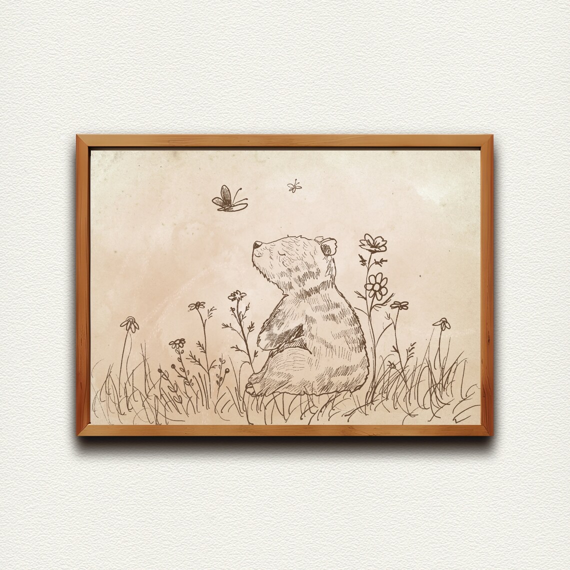Woodland Bear Vintage Nursery Art Print, Sketch - Image 2