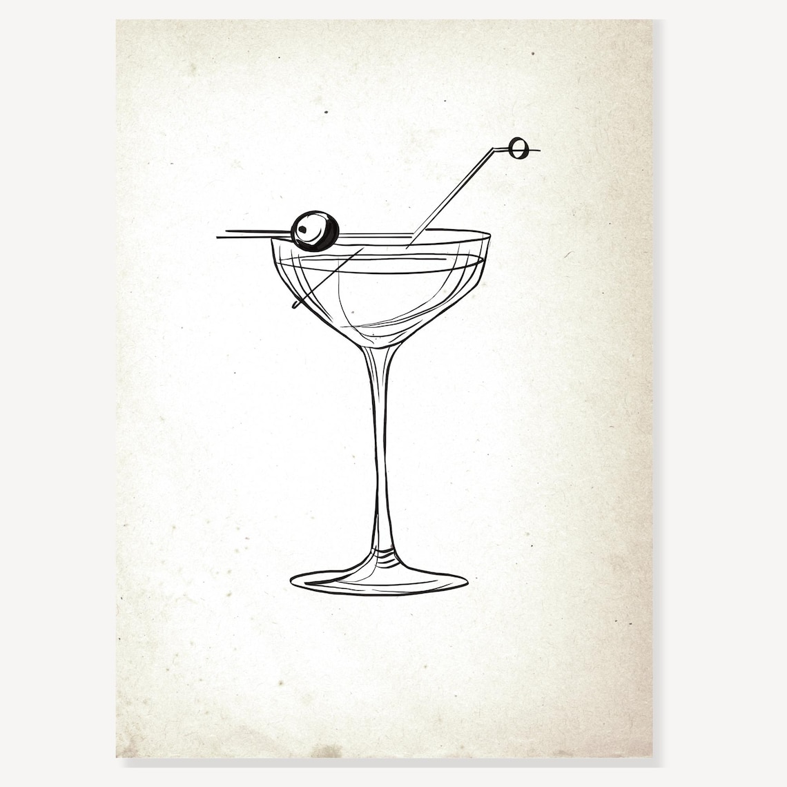 Minimalist Line Art Martini Glass Cocktail Bar Decor Wall Poster - Image 2