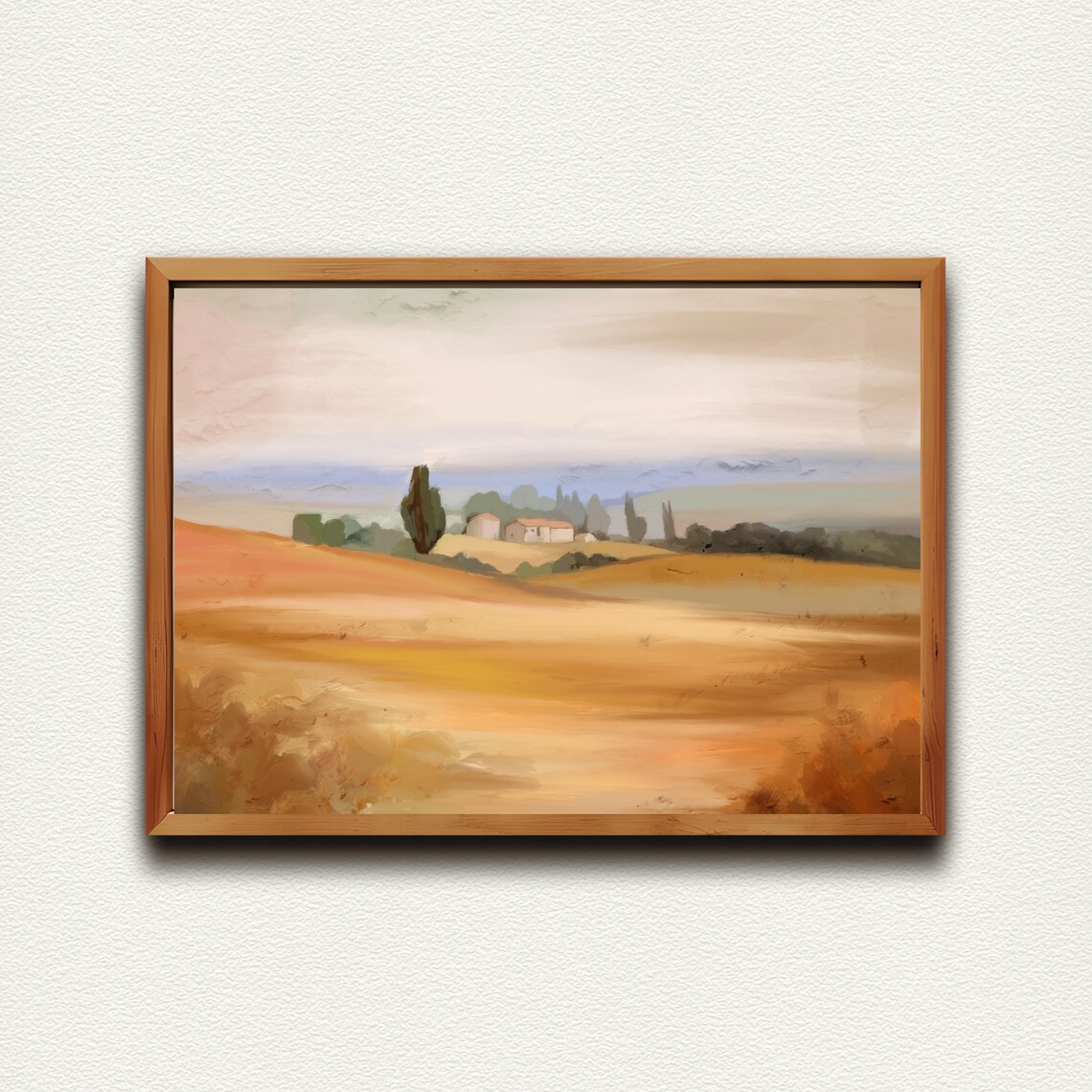 Golden Tuscan Countryside Farmhouse Rolling Hills Landscape Poster - Image 3