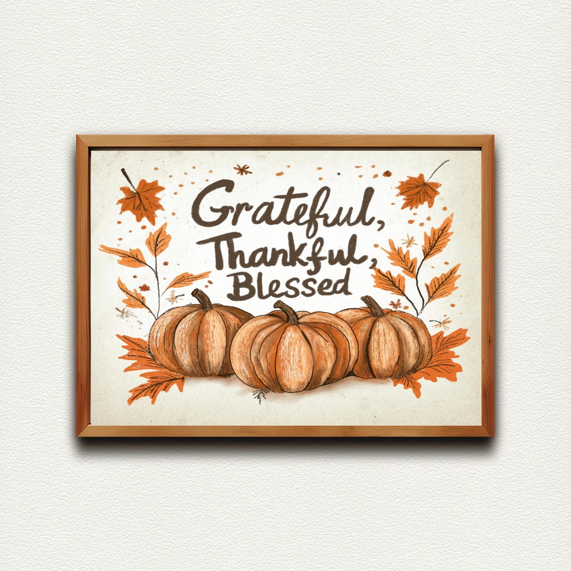 Grateful Thankful Blessed Harvest Pumpkins Fall Thanksgiving Poster - Image 3