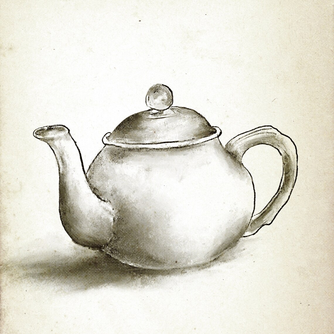 Vintage Sepia Teapot Ink Sketch Rustic Farmhouse Kitchen Wall Art - Image 4