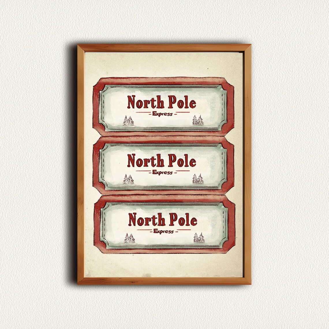 Vintage North Pole Express Luggage Tag Christmas Holiday Art Poster - Image 4