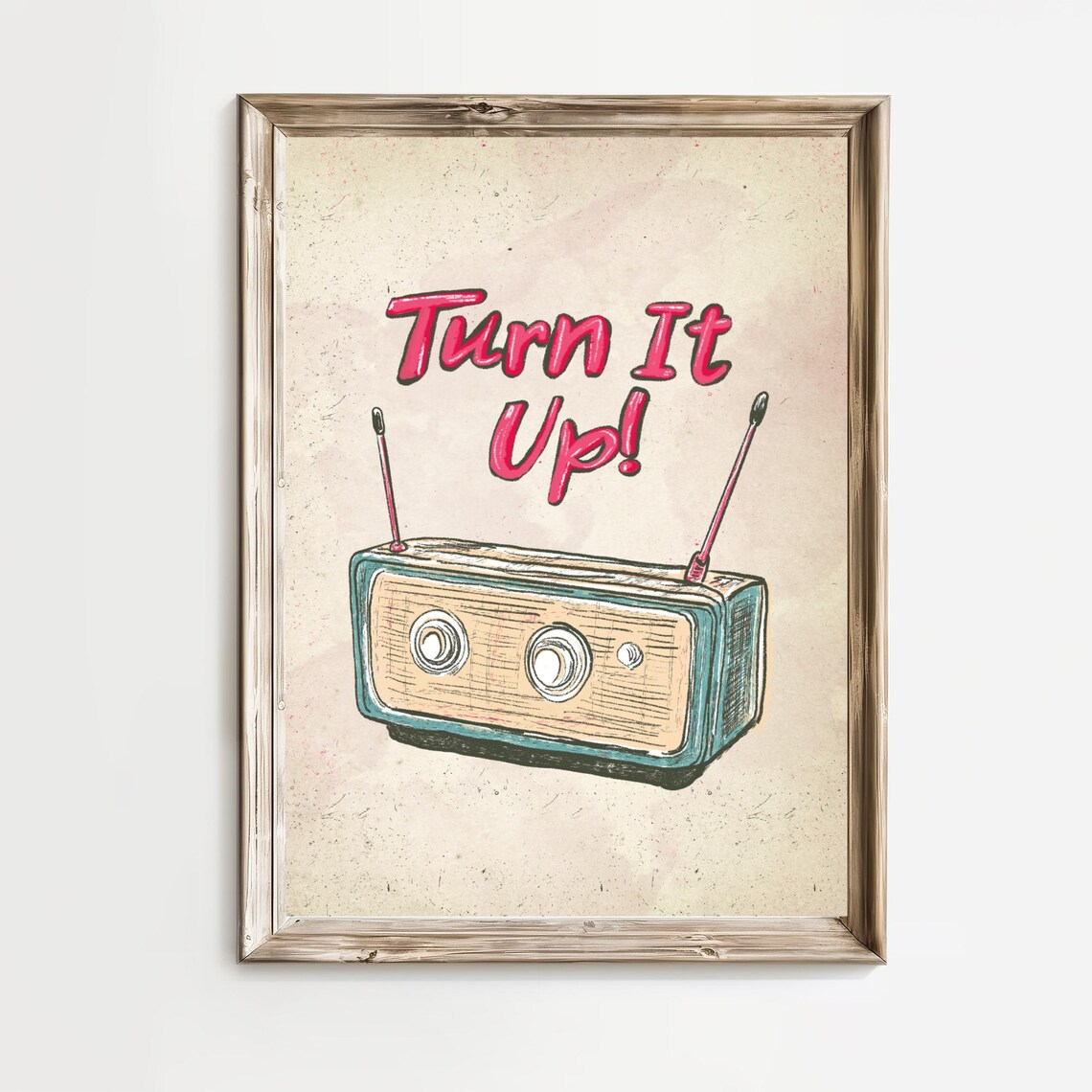 Turn It Up Classic Vintage Radio Fun Retro Music Quote Poster
