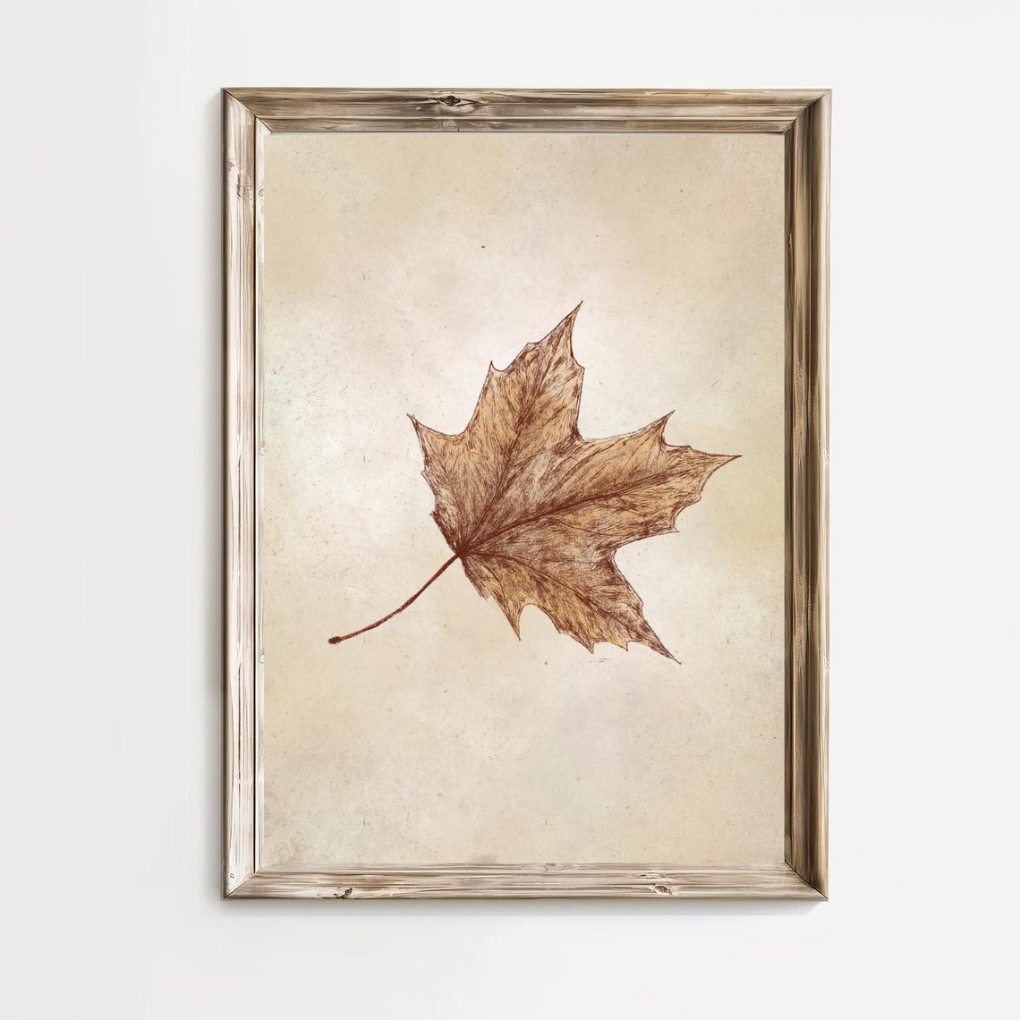 Vintage Brown Maple Leaf Botanical Autumn Fall Decor Art Print