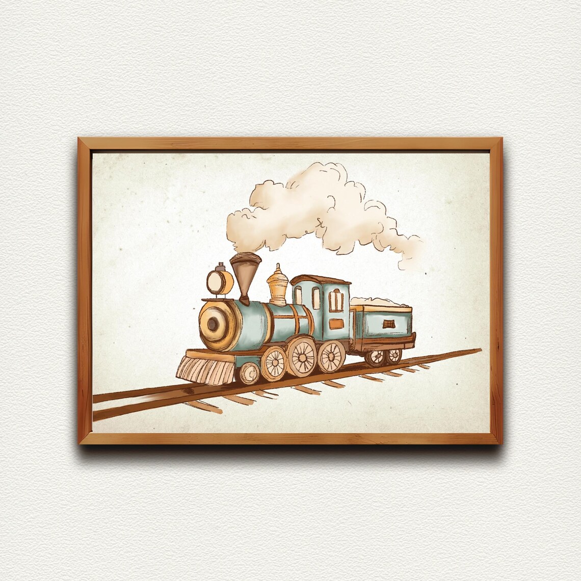 Vintage Train Nursery Art Print, Neutral Sketch - Image 4