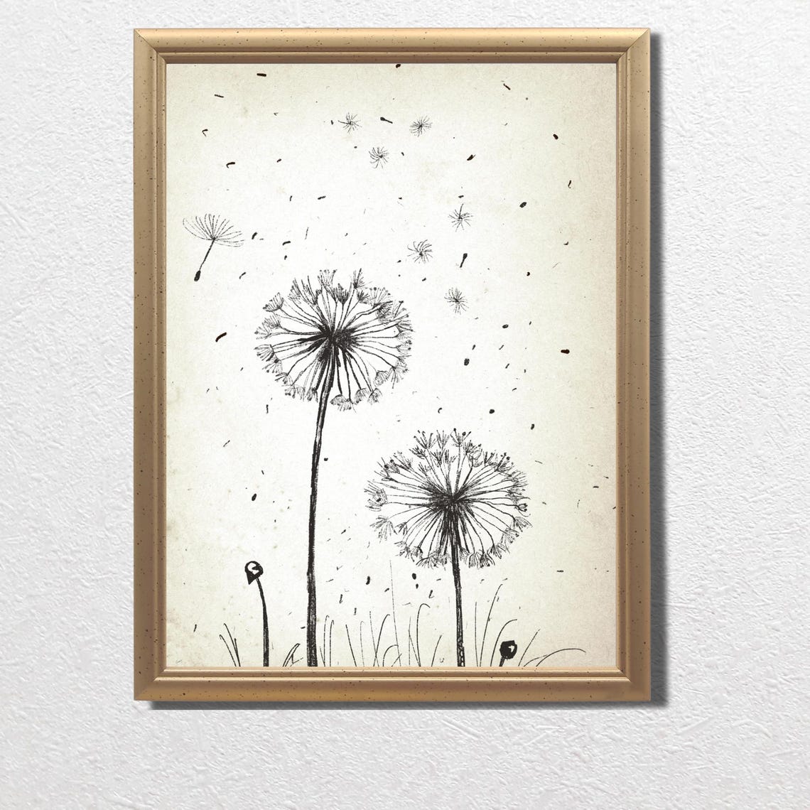 Dandelion Seed Heads Blowing in the Wind Botanical Art Print - Image 3