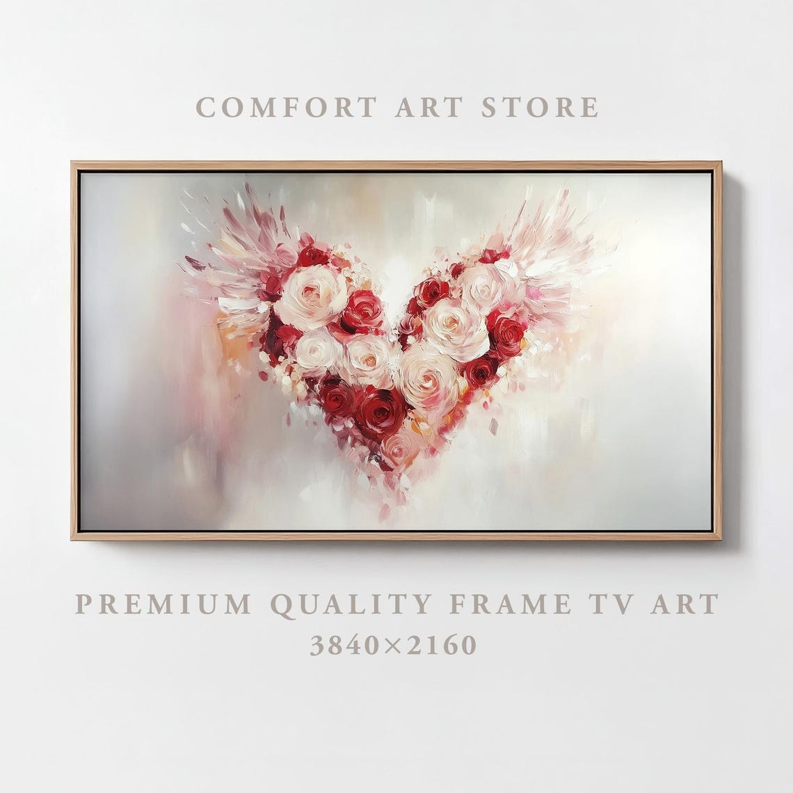 Winged Rose Heart Red White Roses Frame TV Art Romantic TV Poster - Image 5