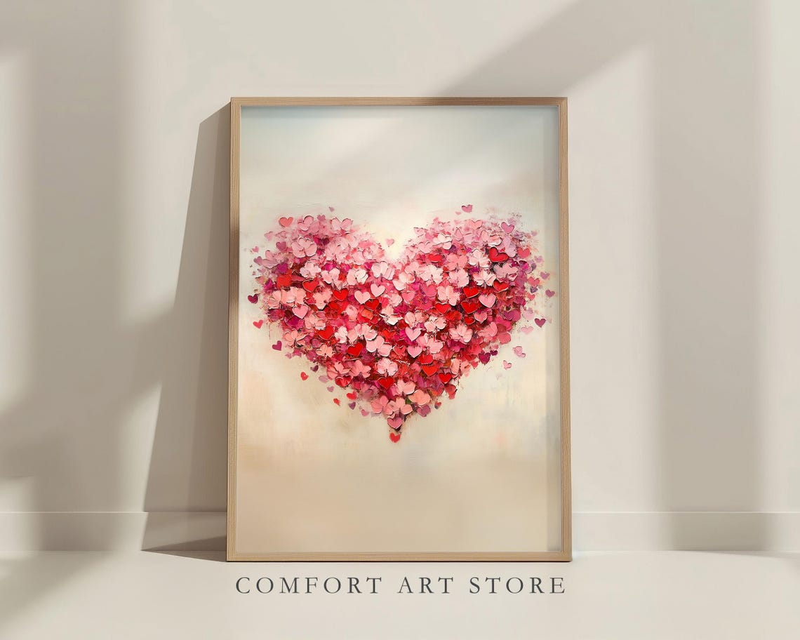 Heart Of Tiny Red Pink Hearts Floating Romantic Valentine Wall Poster - Image 2