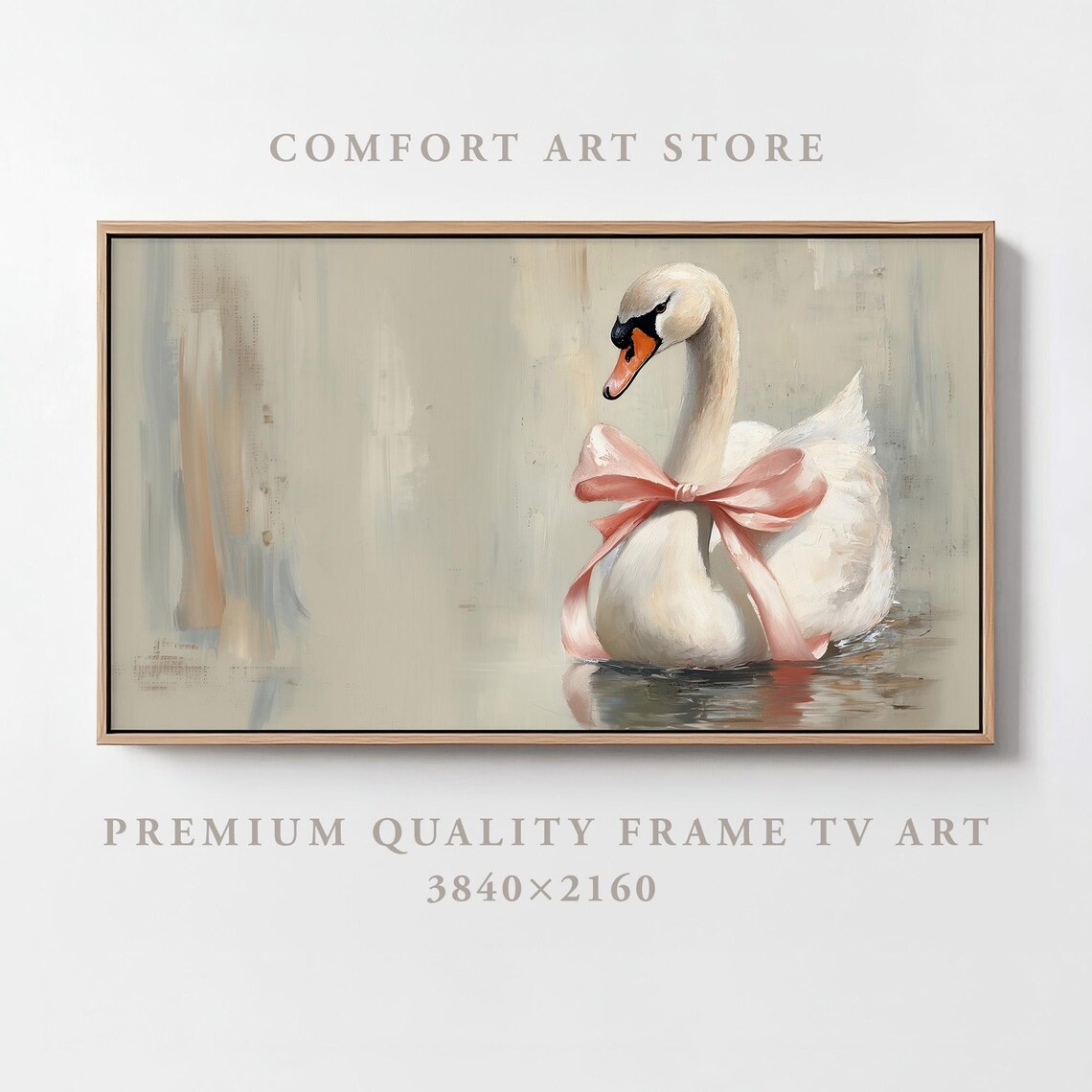 Vintage Valentines Swan Art Print, Pastel Pink Ribbon Bow - Image 5